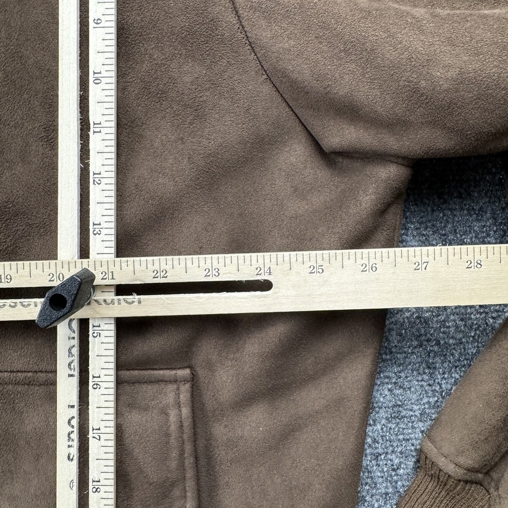 Sean John Jacket Mens XL Brown Faux Suede Bomber Full Zip Embroidered‎ Pockets - Picture 6 of 9